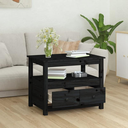 Coffee table 71x49x55cm solid pinewood black Removable, suitable for indoor use and suitable for all seasons, Living Room Furniture, Seasonal Furniture, Stylish Decor, Contemporary Furniture, Quality Craftsmanship, Pinewood W