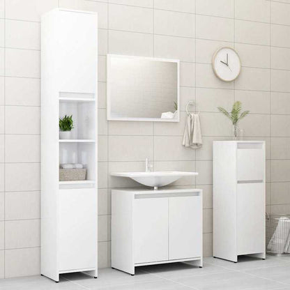 Badkamermeubel – Badmeubel – Wastafelmeubel – Badkamerkast – Wastafelonderkast – Hoogglans Wit – Ruimtebesparend Design – Hardhouten Constructie – Compact Met Spiegel En Opbergruimte