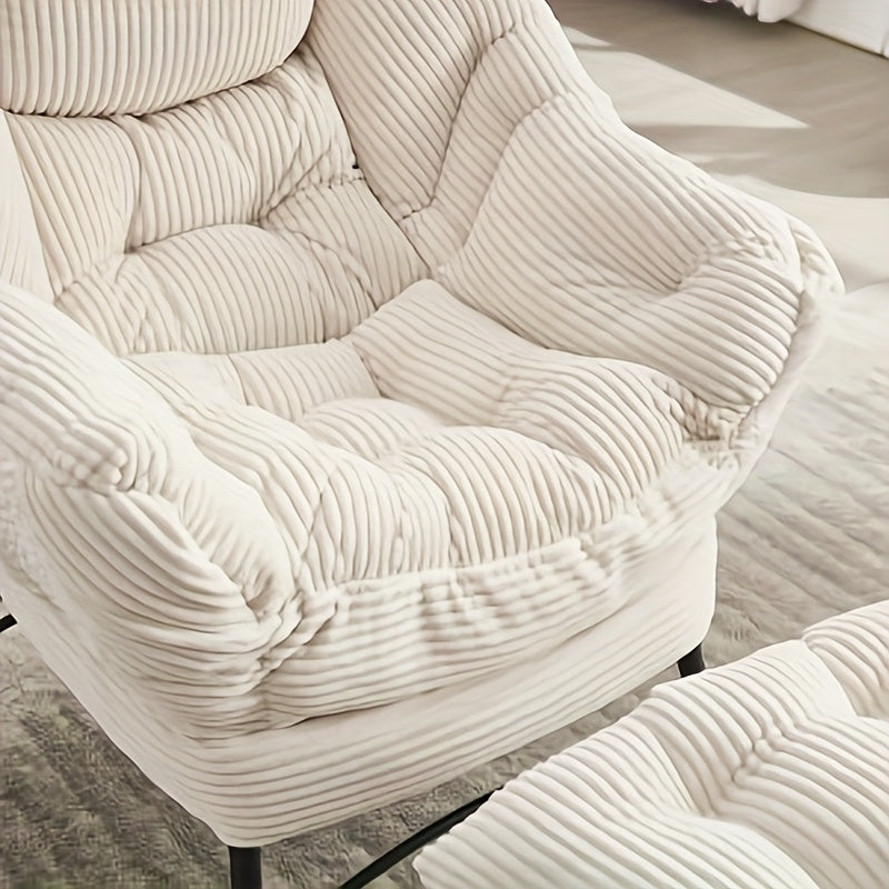 Loungefauteuil – Lounge Stoel – Relaxstoel – Draaistoel – Fauteuil – Met 2-laags Kussen – 360° Draaibaar Met Verstelbare Zithoogte – Wit
