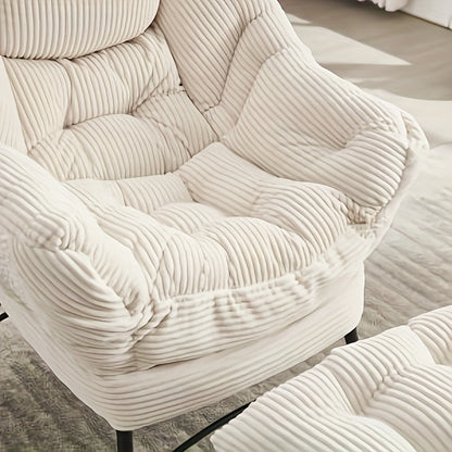 Loungefauteuil – Lounge Stoel – Relaxstoel – Draaistoel – Fauteuil – Met 2-laags Kussen – 360° Draaibaar Met Verstelbare Zithoogte – Wit