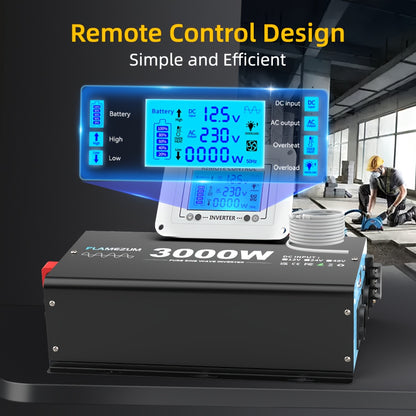 3000W Omvormer – Spanningsomzetter – Stroomconverter – Inverter – DC Naar AC – 12V Naar 230V – Pure Sinus – 2 AC Stopcontacten Met Afstandsbediening