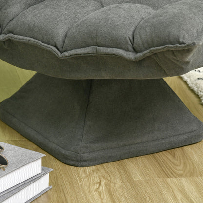 Draaifauteuil – Fauteuil – Lounge Stoel – Relaxstoel – Zithoekstoel – 360° Draaibaar – Verstelbare Rugleuning – Grijze Tweed Bekleding – Metaal Frame