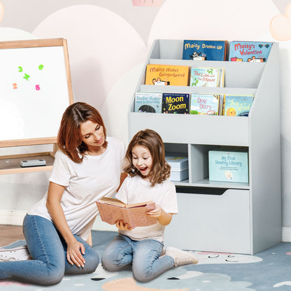 Boekenkast – Kasten – Opbergmeubel – Boekplank – Ladenkast – Grijs – MDF Materiaal – Anti-Kantel Veiligheid