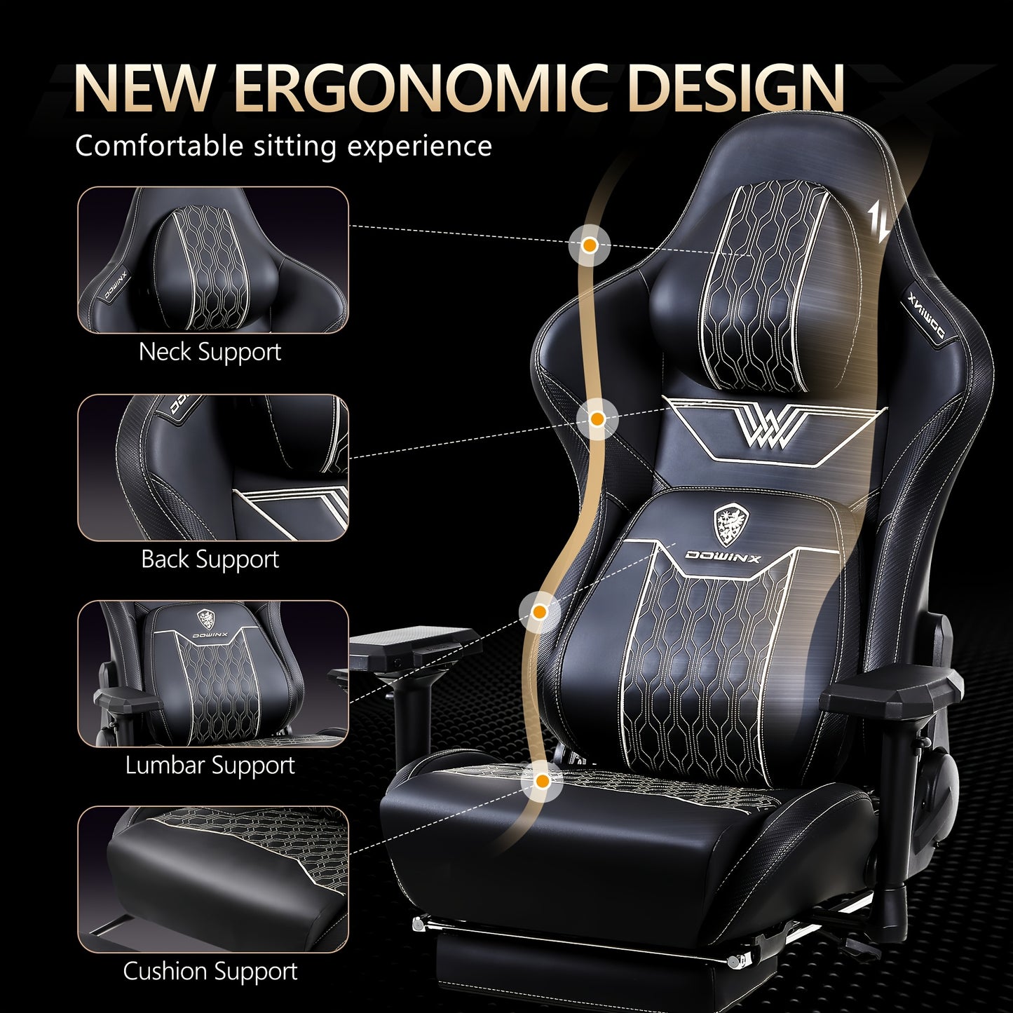 Gamingstoel – Gamestoel – Gaming Chair – Game Stoel – Bureaustoel – 4D Verstelbare Armleuningen – Ergonomische Hoge Rugleuning – Max Belastbaarheid 159 kg – Kunstleer – Draaibaar