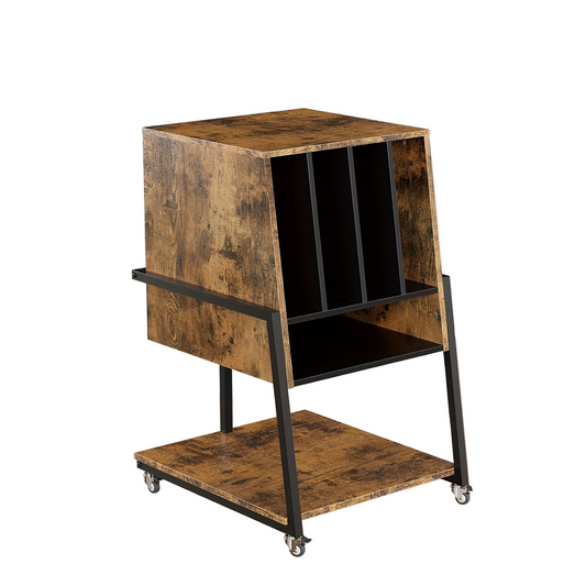 Platenspelerstandaard – Platenspelermeubel – Draaitafelstandaard – Vinyl Opberger – Platenkast – Vintage Houten Design – Opbergruimte Voor 120 Albums – Stevige Massief Houten Constructie - Vintage Bruin