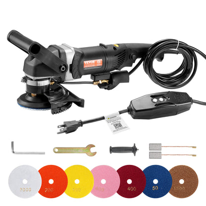 Betonpolijstmachine – Natsteenpolijster – Polijstmachine – Poetsmachine – Poliermachine – 4 Inch Schijf – 800W Vermogen – 6 Snelheden & Watersysteem