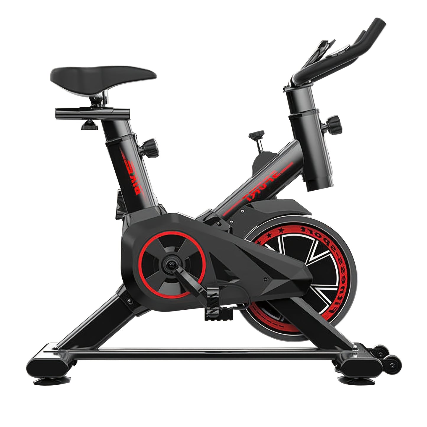 Indoor Fiets – Hometrainer – Fietstrainer – Fitnessfiets – Cardio Trainer – Verstelbare Weerstand – Stevig IJzeren Frame – Compact Design – Zwart/Rood