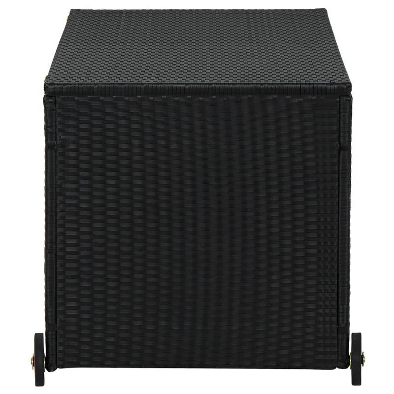 Opbergbox Tuin – Tuinkussenbox – Tuinkist – Tuinopbergbox – Kussenbox – Zwart Poly Rattan – 120x65x61 cm – Duurzaam Acaciahout & Stevig Stalen Frame