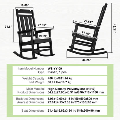 Schommelstoel Buiten – Schommelstoel Tuin – Patio Stoel – Veranda Stoel – Balkon Stoel – Weerbestendig HIPS Materiaal – Ergonomisch Comfort Met 5° Hellingshoek