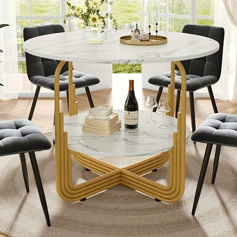 Luxury White Bamboo Round Dining Table & Coffee Table - 4-Person Expandable Design with Storage Plate in Center, Small Dining Table, Round Dining Table And Chair Set, Coffee Table Living Room, Round Coffee Table, Dining Table