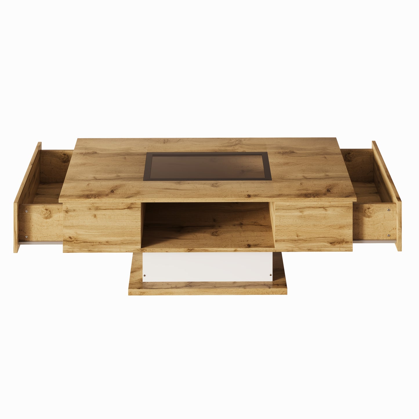 Modern Metal Coffee Table with 2 Drawers - Sleek Rectangular Design for Living Room or Side Table, Easy Assembly, No Power Needed, Living Room Accessory, Contemporary Furniture, Woodlike Finish