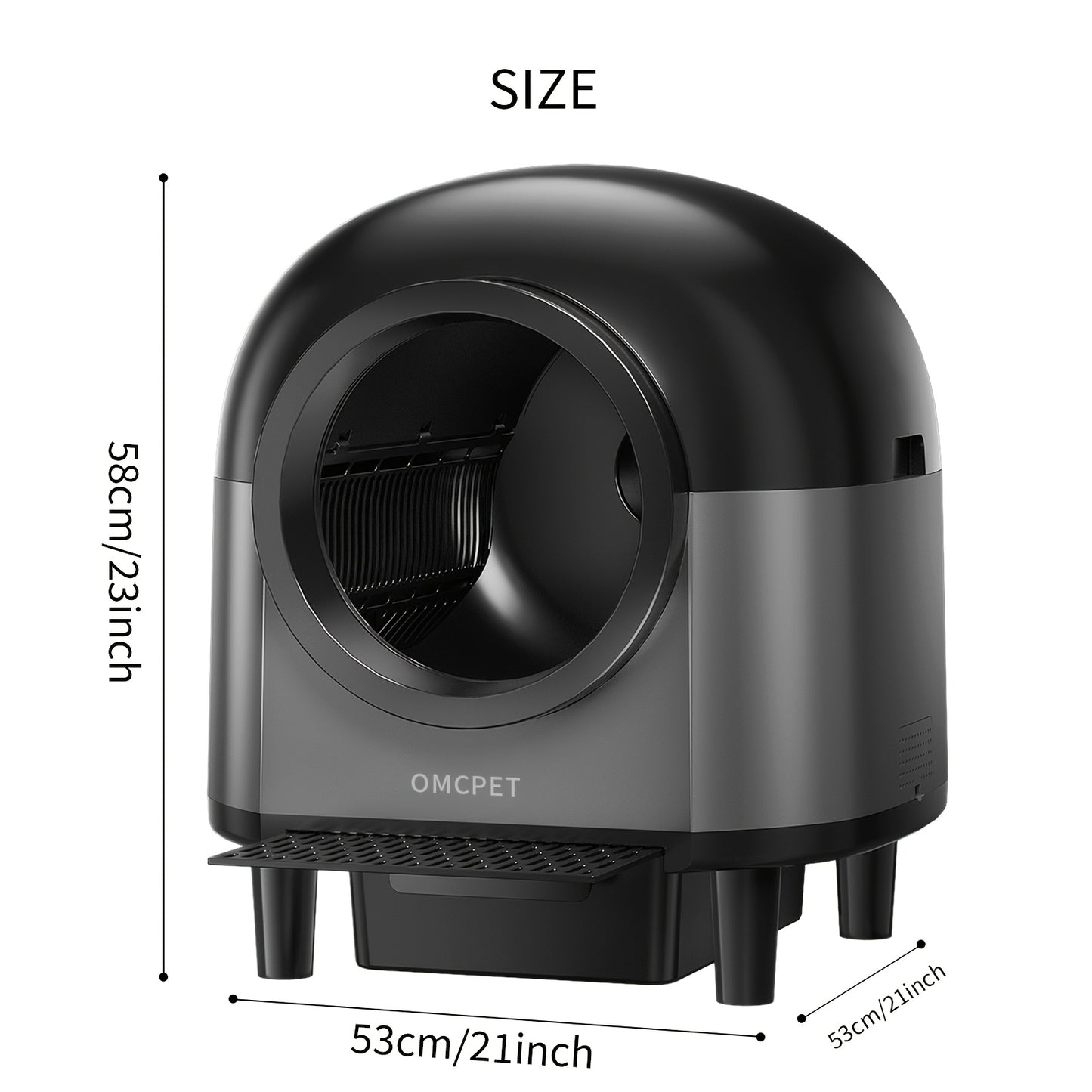 Automatische Kattenbak – Zelfreinigende Kattenbak – Elektrische Kattenbak – Kattenbak Met App – Kattenbak Voor Meerdere Katten – 10 Veiligheidssensoren – Geavanceerde Geurbestrijding – 100L Capaciteit – Zwart Oval Design