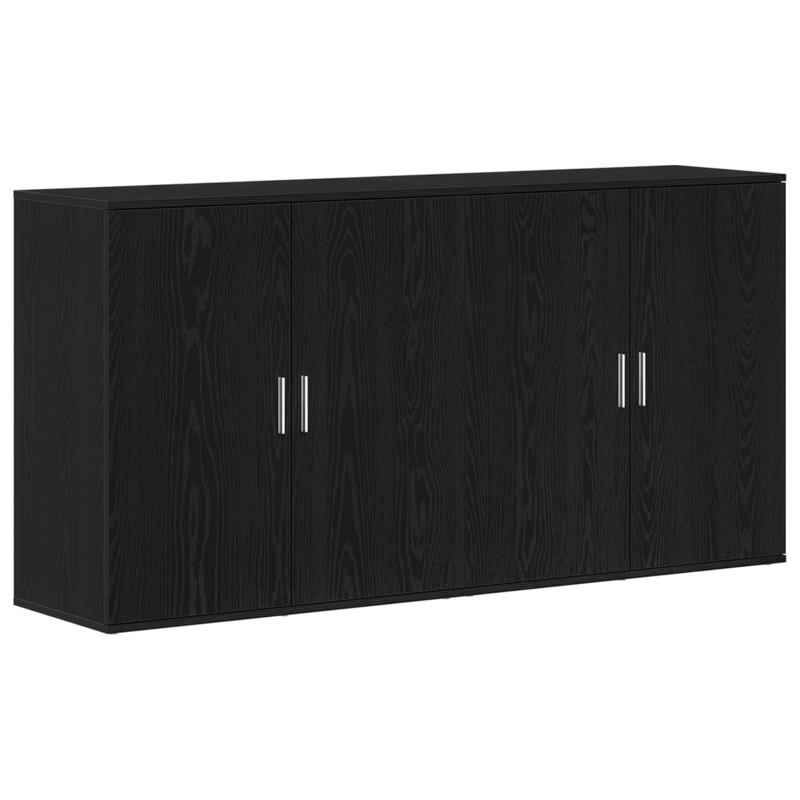 Sideboard – Dressoir – Opbergkast – Kast – Meubel – Set Van 2 – Zwart Eikenhout – 79x38x80 cm – Duurzaam Hardhout – Verwijderbare Opbergruimte