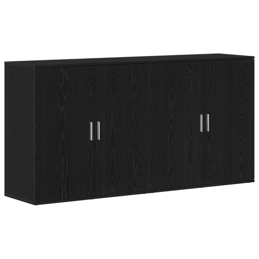 Sideboard – Dressoir – Opbergkast – Kast – Meubel – Set Van 2 – Zwart Eikenhout – 79x38x80 cm – Duurzaam Hardhout – Verwijderbare Opbergruimte