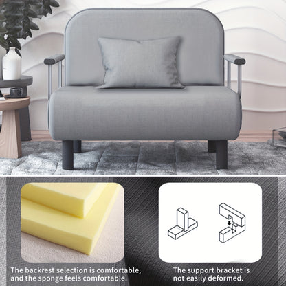 Slaapbank – Sofa Bed – Bedbank – Slaapbankje – Loungebank – 2-in-1 Vouwbaar – Verstelbare Rugleuning – Grijs Stoffen Bekleding – Metalen Frame