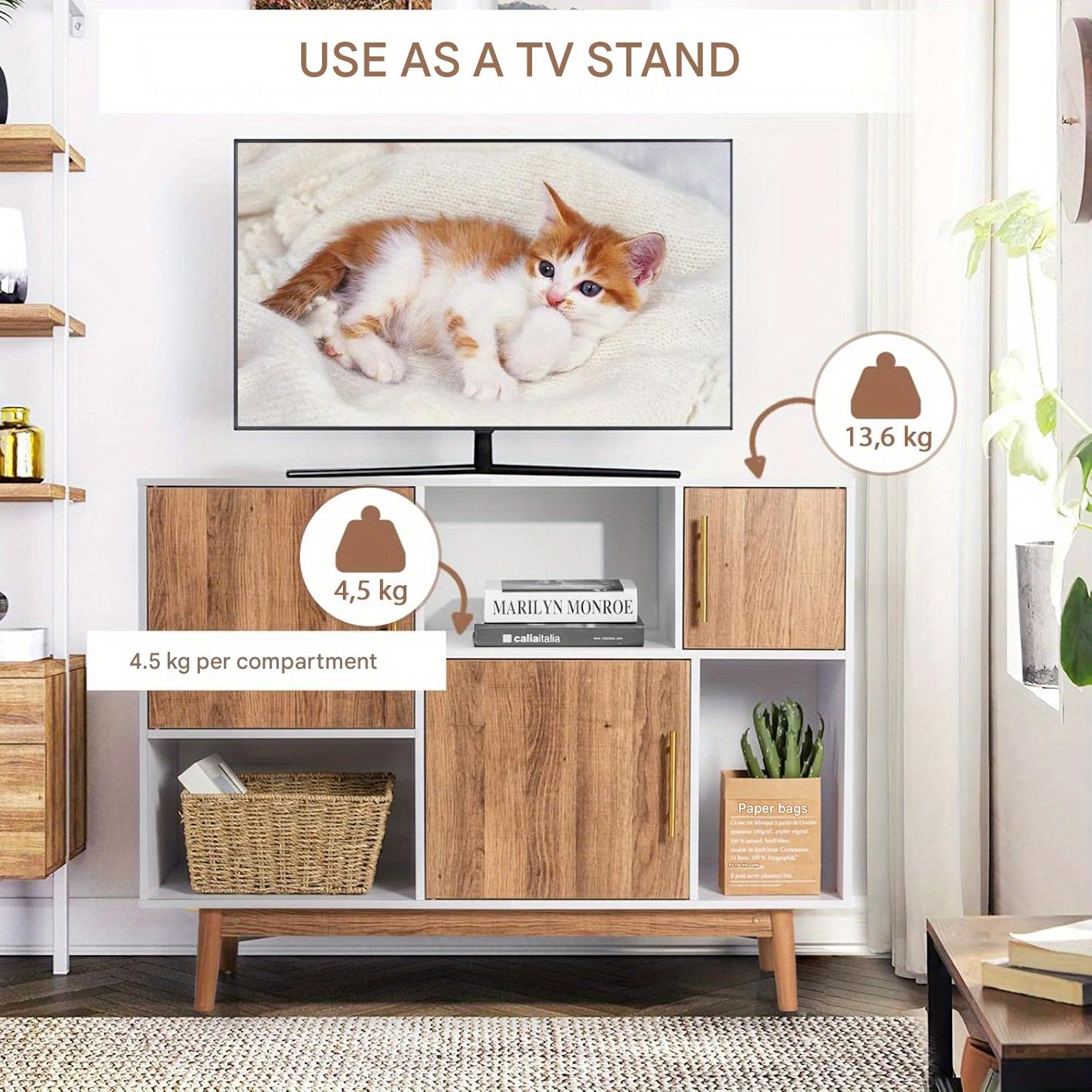 Dressoir – Opbergkast – Buffetkast – Tv-meubel – Ladekast – Modern Design – Wit en Naturel – 102x33x76 cm – MDF & Spaanplaat