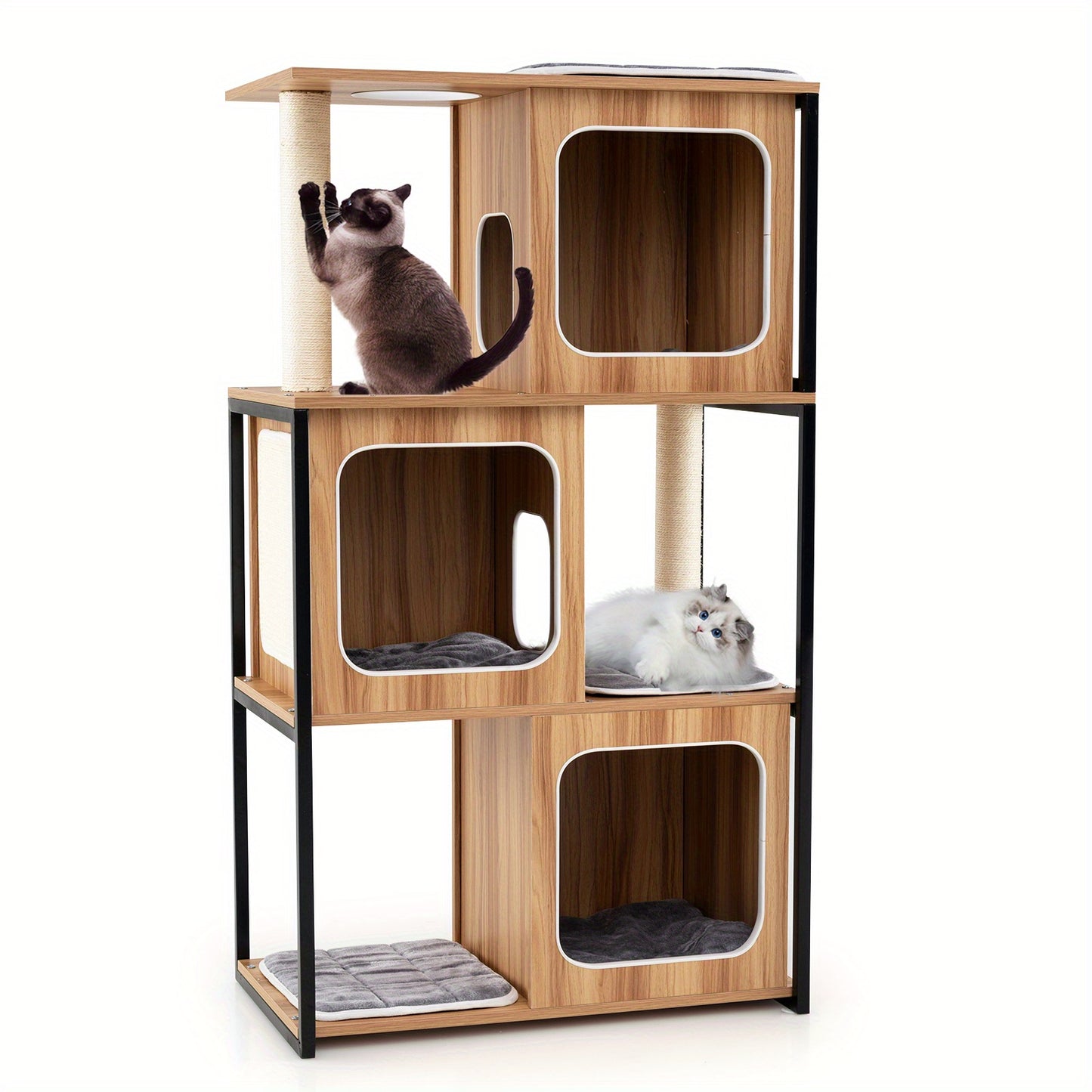 Krabpaal – Kattenboom – Klimpaal – Krabmeubel – Kattenmeubel – Stevig Metalen Frame – Afneembare Wasbare Kussens – Moderne Ruime Krabpaal 150 cm – Geschikt Voor Grote Katten En Kittens