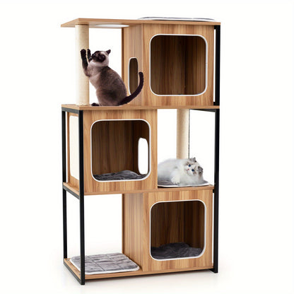 Krabpaal – Kattenboom – Klimpaal – Krabmeubel – Kattenmeubel – Stevig Metalen Frame – Afneembare Wasbare Kussens – Moderne Ruime Krabpaal 150 cm – Geschikt Voor Grote Katten En Kittens