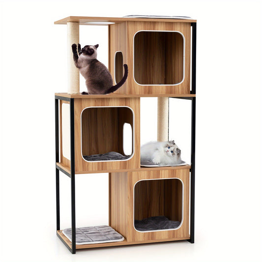 Krabpaal – Kattenboom – Klimpaal – Krabmeubel – Kattenmeubel – Stevig Metalen Frame – Afneembare Wasbare Kussens – Moderne Ruime Krabpaal 150 cm – Geschikt Voor Grote Katten En Kittens