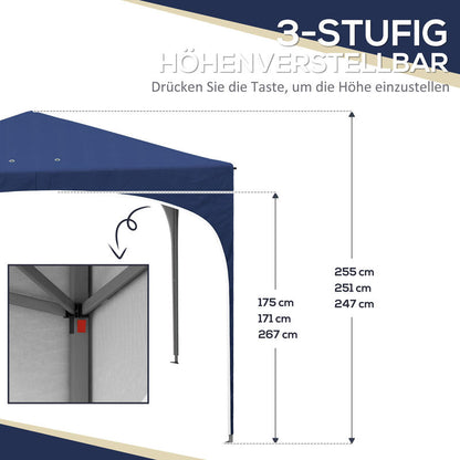 Partytent – Tent – Luifel – Overkapping – Prieel – Verstelbare Hoogte – Stevig Metalen Frame – 2,95x2,95x2,55m – Weerbestendig Met Draagtas