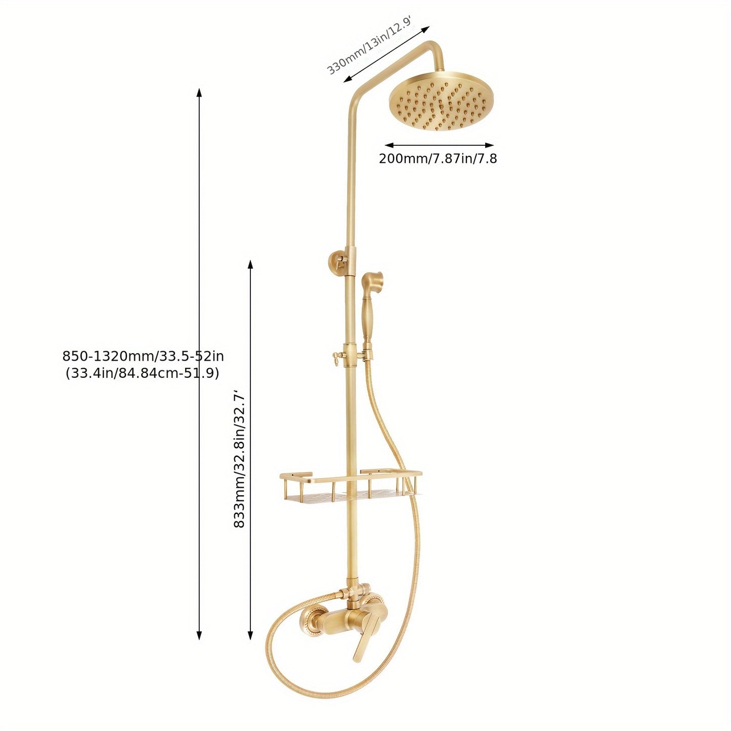 Douchekraan – Douche Set – Regendouche – Thermostaatkraan – Mengkraan – Messing Materiaal – Wandmontage Met Opbergrek