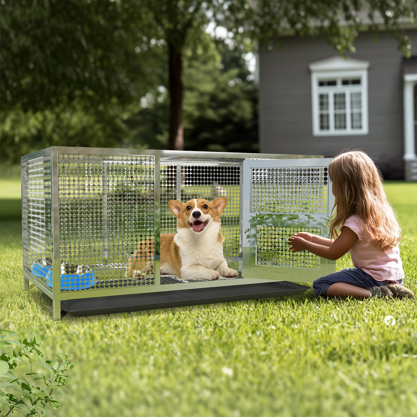 Kippenhok – Kippenren – Dierenren – Buitenhok – Dierenverblijf – Roestvrij Staal – Waterdichte Hoes – 110x70x60 cm