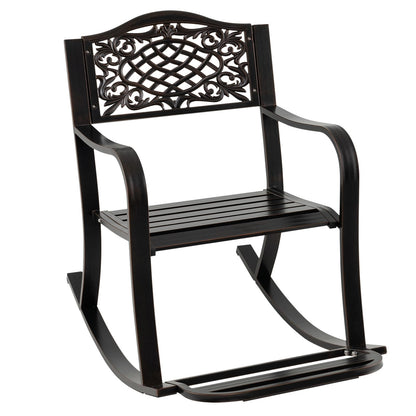 Schommelstoel – Rocking Chair – Tuinstoel – Lounge Stoel – Relaxstoel – Aluminium Gietwerk – Anti-Roest – Voetensteun Met Comfort