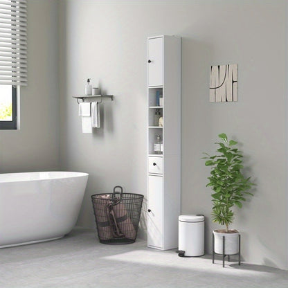 Badkamerkast – Smalle Kast – Opbergkast – Badkamermeubel – Opbergmeubel – Verstelbare Planken – Ruimtebesparend 20x20x178 cm – Modern Wit