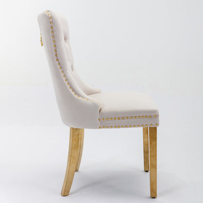 Eetkamerstoel – Keukenstoel – Dining Chair – Kuipstoel – Stoel – Set Van 2 – Gestoffeerde Zitting – Gouden Metalen Poten