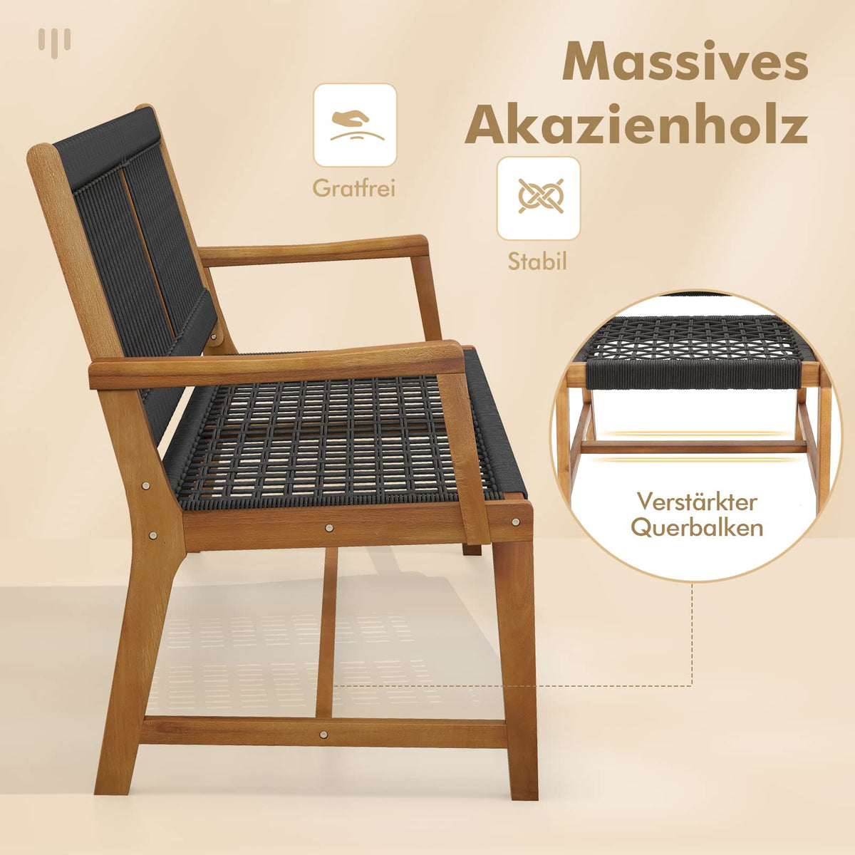 Tuinstoelen – Tuinstoelen – Buitensstoelen – Eetkamerstoelen – Terrasstoelen – Weerbestendig Kunststof Touw – Massief Acaciahout