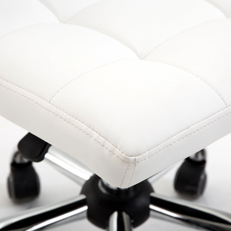 Bureaustoel – Kantoorstoel – Draaistoel – Computerstoel – Gamestoel – Ergonomisch Design – Verstelbare Hoogte – Wit Kunstleer – Stil Rollende Wieltjes – Lage Rugleuning