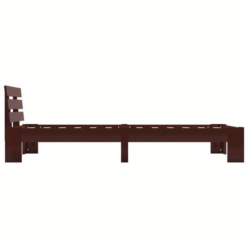 Bedframe Massief Houten Bed Eenpersoonsbed Slapen Bed Stevig – Donkerbruin Europees Design – 100x200 cm – Eenvoudige Montage – Massief Dennenhout