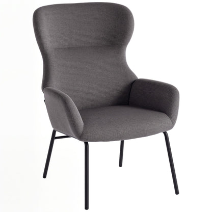 Fauteuil – Armstoel – Relaxstoel – Leunstoel – Lounge Chair – Modern Grijs – Wingback Design – Hoog Zitcomfort – Met Metalen Onderstel