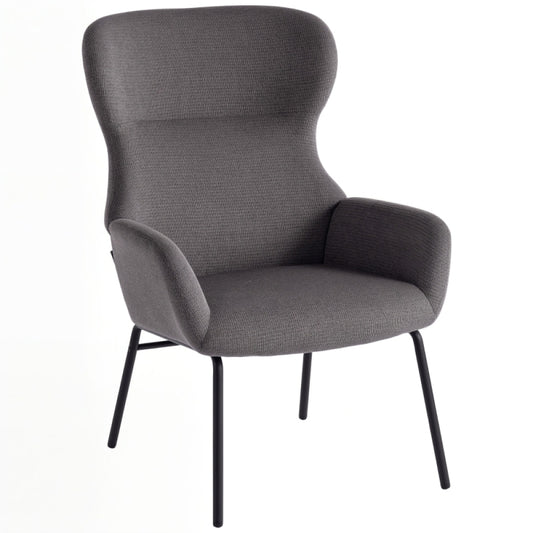 Fauteuil – Armstoel – Relaxstoel – Leunstoel – Lounge Chair – Modern Grijs – Wingback Design – Hoog Zitcomfort – Met Metalen Onderstel