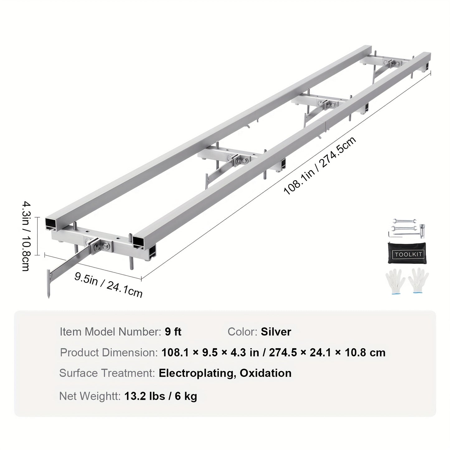 railsysteem slijptol – geleidingsrail zaagsysteem – kettingzaag geleiderail – houtzaag geleidingssysteem – zaagmal rail – aluminium constructie – 274 cm lengte – verstelbaar en stabiel