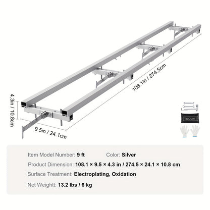railsysteem slijptol – geleidingsrail zaagsysteem – kettingzaag geleiderail – houtzaag geleidingssysteem – zaagmal rail – aluminium constructie – 274 cm lengte – verstelbaar en stabiel
