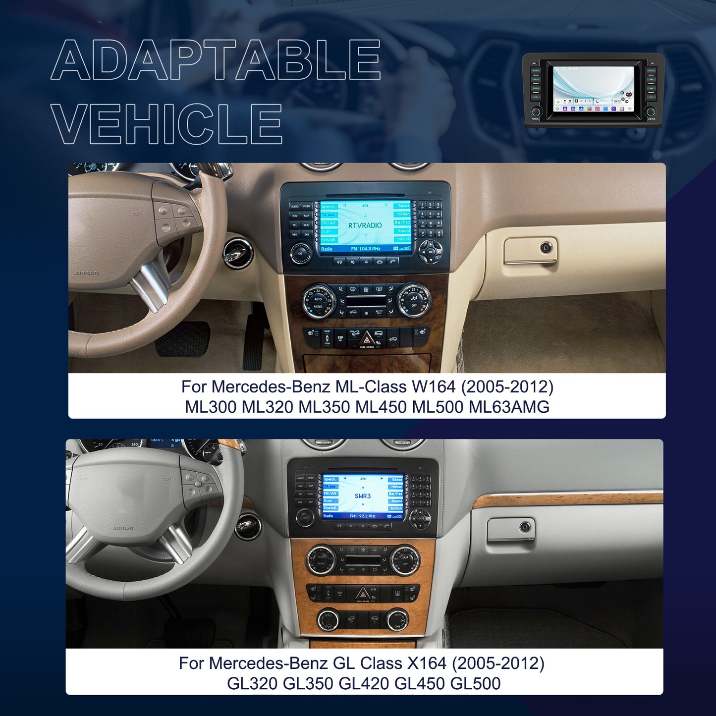 Android Autoradio – Multimedia Systeem – Infotainment Unit – Navigatie Radio – Auto Headunit – 7 Inch Touchscreen – Draadloze CarPlay & Android Auto – Android 15 2GB RAM 64GB Opslag – GPS Navigatie Met WiFi Updates