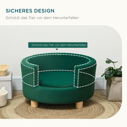 Huisdiersofa – Dierenbank – Dierenbed – Kattenbank – Hondensofa – Wasbare Kussenhoes – Berkenhouten Poten – Geschikt Voor Kleine Huisdieren Tot 4,5 Kg – Groen