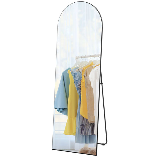 Full-Length Spiegel – Staande Spiegel – Wandspiegel – Volledige Lengte Spiegel – Vloerspiegel – Frameloos Design – Zwarte Metalen Standaard 50x150 cm