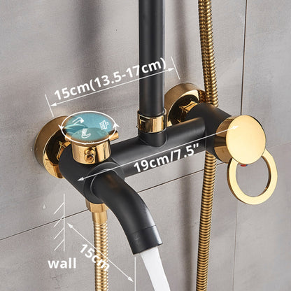 Doucheset – Douchekraan – Regendouche – Handdouche – Douchekop – Thermostatisch – Zwart Goud – Met Zeepbakje – Eenvoudige Installatie