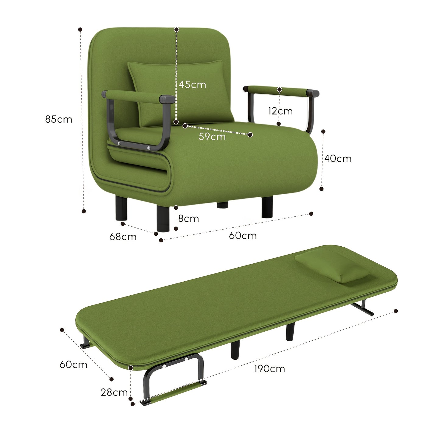Verstelbare Stoel – Losse Stoel – Relaxstoel – Slaapstoel – Fauteuil – 5-Instelbare Rugleuning – Stevig Metalen Frame – Blauw