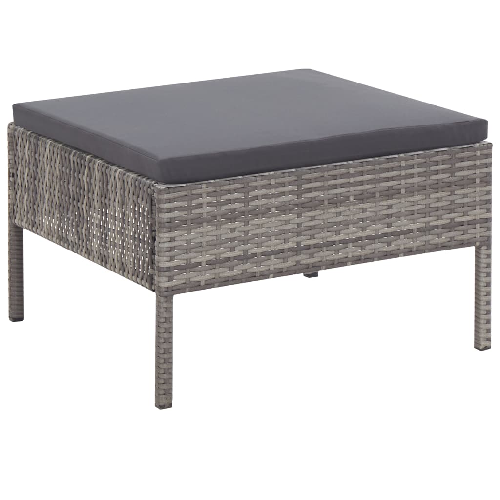 Loungebank – Loungeset – Tuinbank – Tuinmeubel – Balkonbank – Weerbestendig PE Rattan – Stevig Stalen Frame – 3-delig – Inclusief Comfortabele Kussens – Grijs