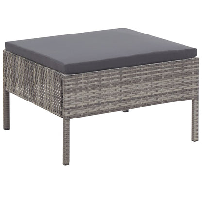 Loungebank – Loungeset – Tuinbank – Tuinmeubel – Balkonbank – Weerbestendig PE Rattan – Stevig Stalen Frame – 3-delig – Inclusief Comfortabele Kussens – Grijs