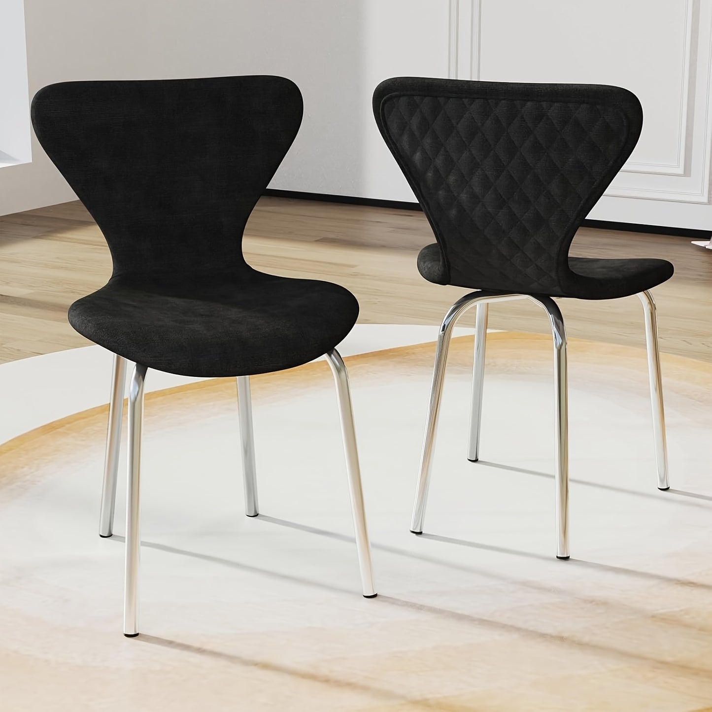 et van 2 Velvet Eetkamerstoelen – Gestoffeerde Lounge- en Receptiestoelen met Ergonomische Rugleuning en Metalen Poten – Witte Keuken- en Woonkamerstoelen