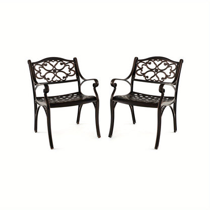 Tuinstoelen – Balkonstoelen – Terrasstoelen – Achtertuinstoelen – Aluminium Stoelen – 2-Delige Set – Weerbestendig Gietaluminium – Comfortabele Armleuningen – Kleur Brons