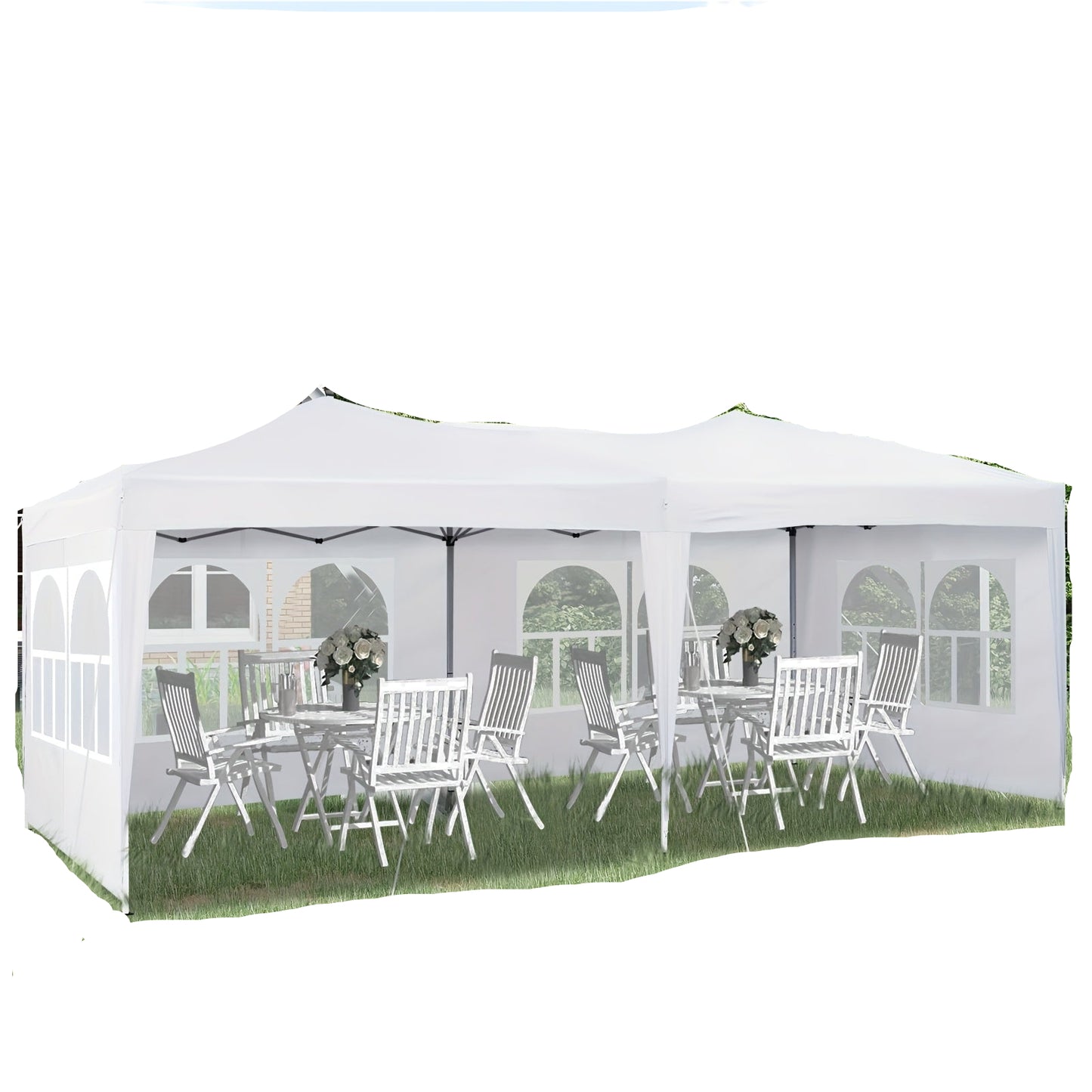 Partytent – Tuinpaviljoen – Feesttent – Overkapping – Vouwtent – 3x6 meter – Waterdicht – Anti-UV met Stalen Frame en Zijpanelen