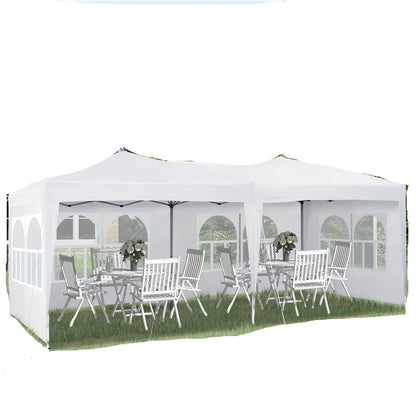 Partytent – Tuinpaviljoen – Feesttent – Overkapping – Vouwtent – 3x6 meter – Waterdicht – Anti-UV met Stalen Frame en Zijpanelen