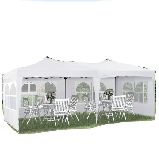 Partytent – Tuinpaviljoen – Feesttent – Overkapping – Vouwtent – 3x6 meter – Waterdicht – Anti-UV met Stalen Frame en Zijpanelen