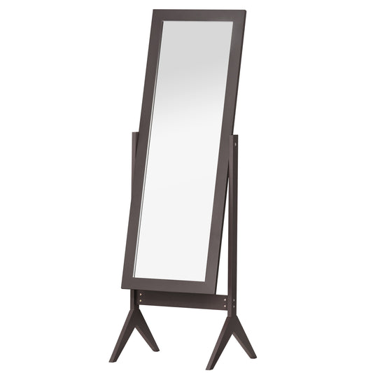 Staande Spiegel – Volledige Lengte Spiegel – Vloerspiegel – Passpiegel – MDF Spiegel Koffie – Verhoogde Voetjes – Compact Formaat 47x46x148 cm – Onderhoudsvriendelijk