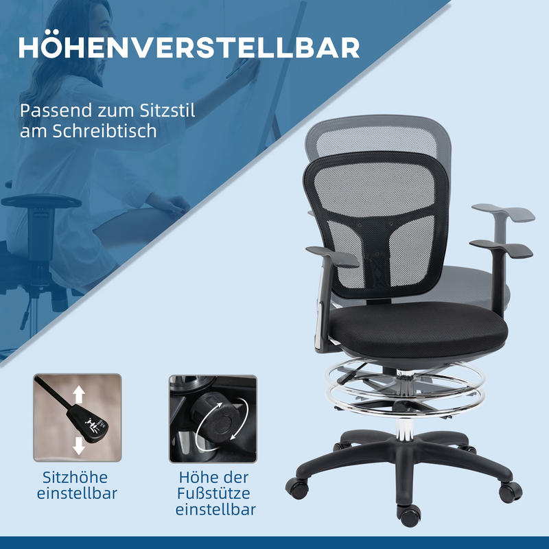 Ergonomische Bureaustoel – Office Chair – Ergonomische Stoel – Bureaustoel Voor Thuis – Draaistoel – Verstelbare Hoogte 59-115cm – Uitschuifbare Voetensteun – Ademend Mesh Rugleuning